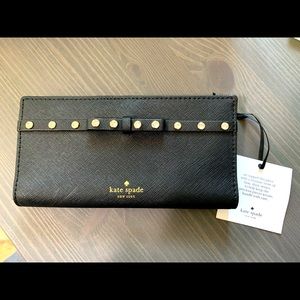 kate spade Black Wallet with Rhinestone Studs